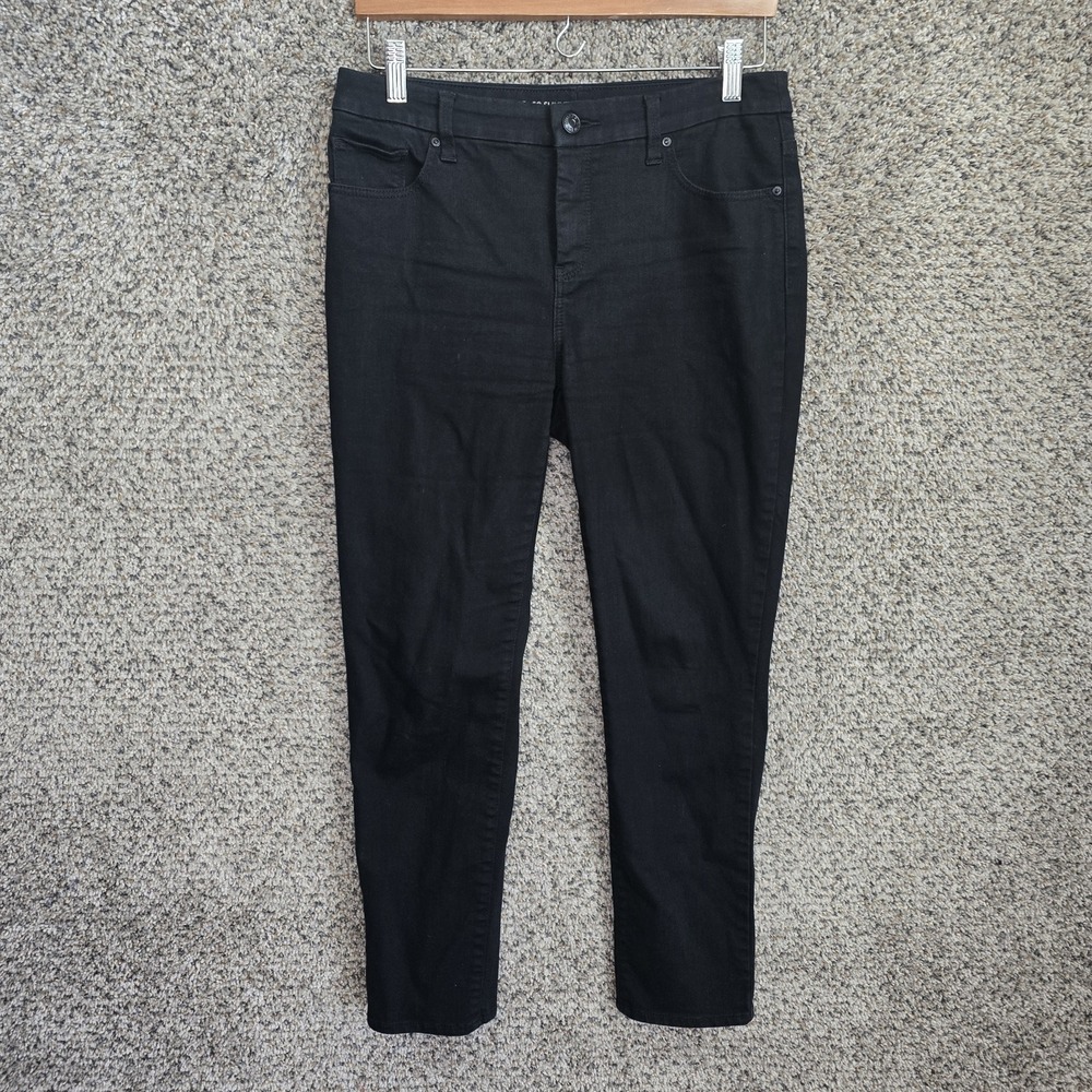 Chicos‎ Jeans Womens 0R US 4 Black So Slimming Girlfriend Ankle Zip Denim Casual